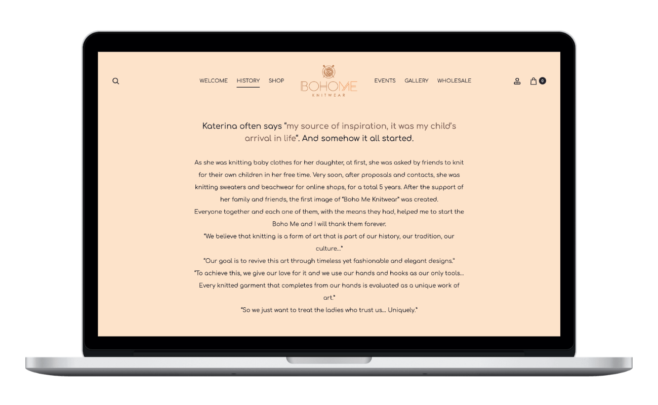 Boho Me Knitwear History SEO MacBook