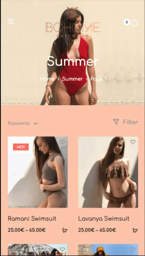 bohomekintwear.gr mobile website