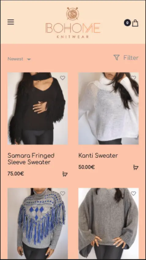 bohomekintwear.gr mobile website