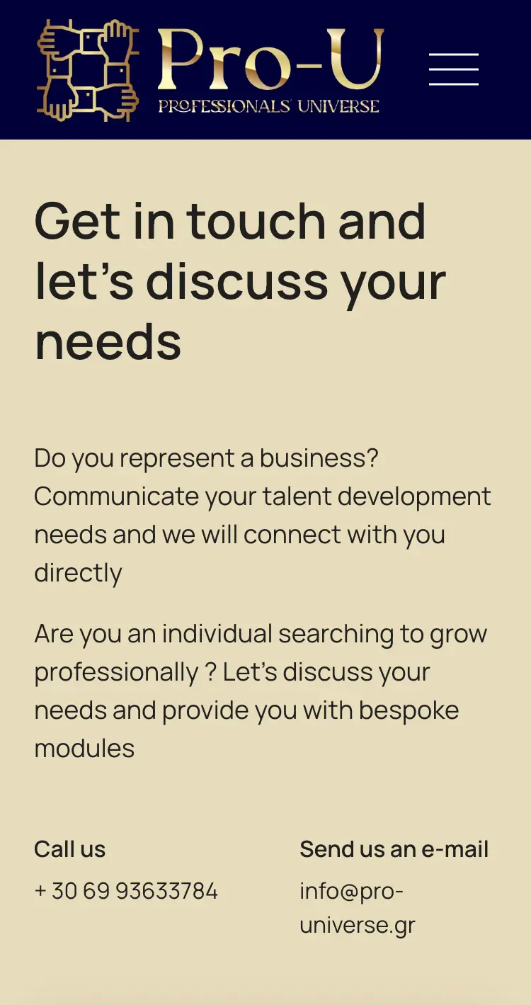 pro-universe.gr mobile website